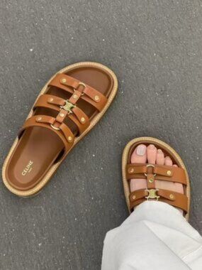 Celine One-Strap Flat Slide Sandals